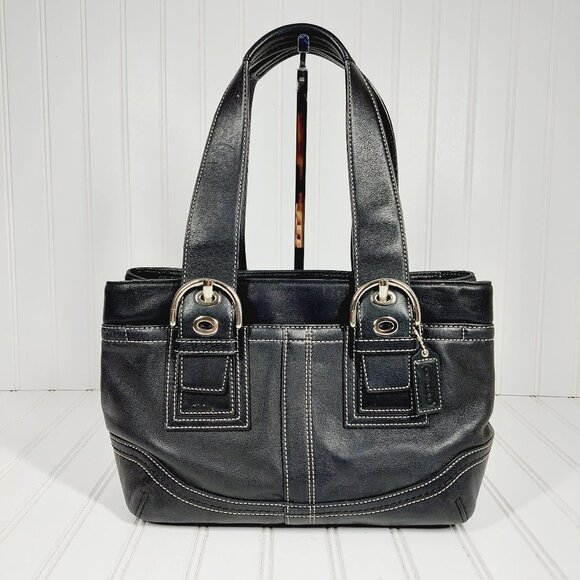 Coach C0873-f12302 Black Leather Satchel 0179 - Picture 1 of 11